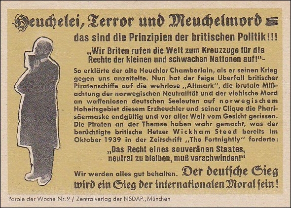 Parole der Woche, Wochenspruch der NSDAP, 1940, Nr. 9 · PhilArena